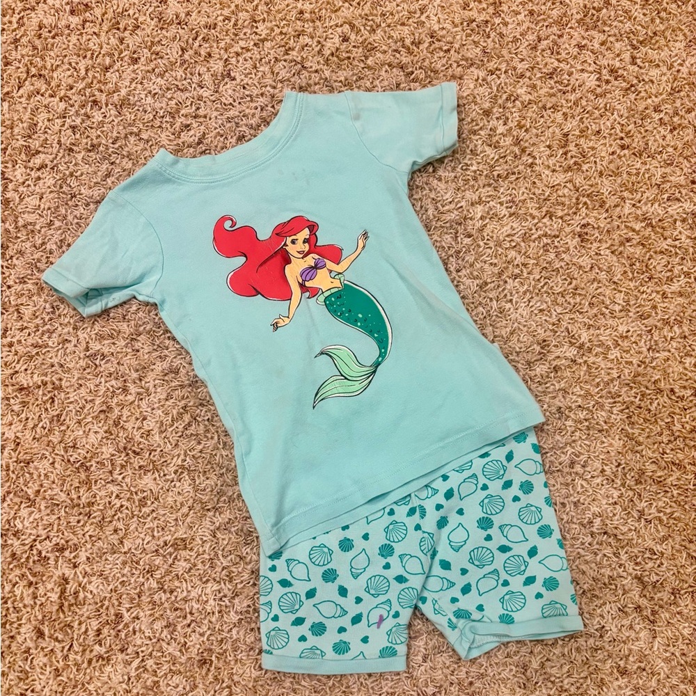 Gap Disney Ariel Kids Pajama Set - Light Blue and Red
